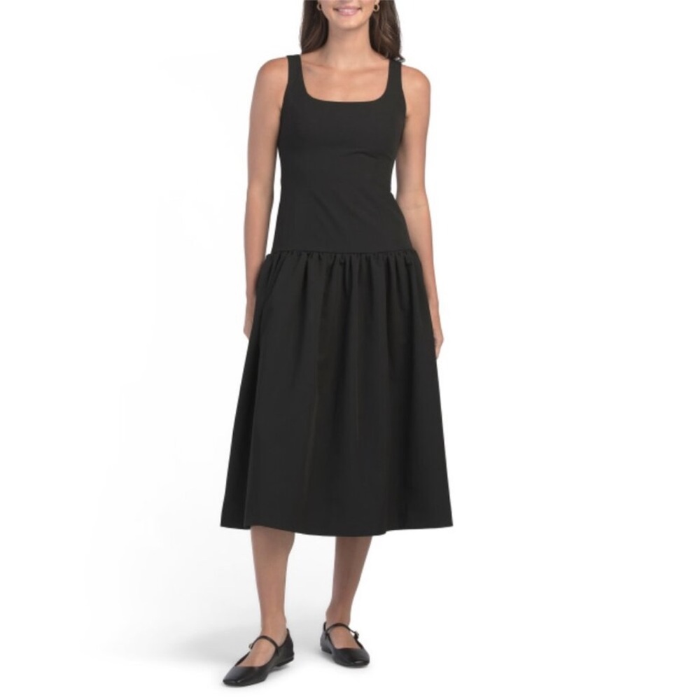 Endless Rose Black Midi Dress Drop Waist Classy Italy Sz Small